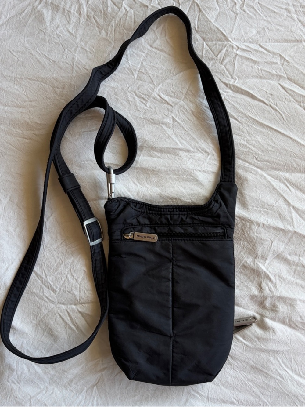Anti theft Travelon Black Compact Crossbody Sling Bag
